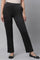 Black Solid Straight Fit Pants With Side Pockets