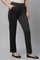 Black Solid Straight Fit Pants With Side Pockets
