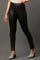 Black Solid Slim Fit Pants With Side Zip