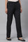 Black Solid Straight Fit Pants With Elasticated Waist