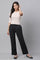 Black Solid Straight Fit Pants With Elasticated Waist