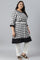 Black Checker Dobby Plus Size kurta With Belt