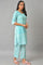 Blue Polka Dots Printed Cotton kurta With Narrow Palaza