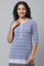 Blue Jacquard Knitted kurta & Denim Jeggings Set