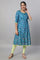 Blue Printed A line kurta & Tights Set