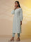 Aqua Green Striped Kurta and Trouser Set