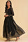 Black Foil Printed Victorian Dress