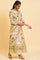 Ecru & Light Green Floral Printed Predrape Saree Dress