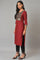 Red Stripe kurta With Embellished Yoke