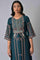 Teal Fusion A-Line kurta