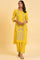 Yellow Glitter Printed A-Line kurta