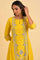 Yellow Glitter Printed A-Line kurta