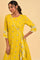 Yellow Glitter Printed Angrakha Jumpsuit