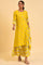 Yellow Glitter Printed Angrakha Jumpsuit