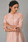 Dusty Pink Matrix Printed Circular Shirt Dress With Belt