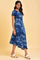 Blue Abstract Printed Waterfall Summer Dress