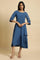 Blue Mock Layer Flared Dress