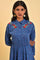 Blue Polka Dot Embroidered Dress