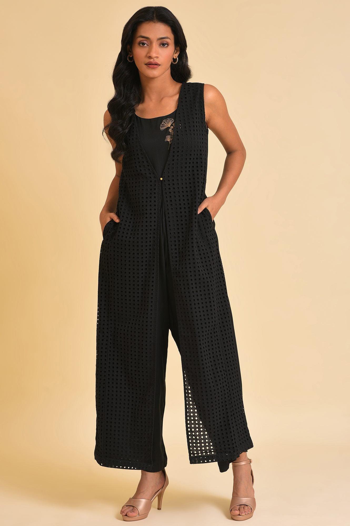 Black Schiffli Jumpsuit