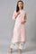 Plus Size Light Pink Mandarin Collar kurta With Embroidery