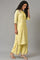 Yellow Embroidered Summer kurta With Pleats On Yoke