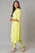 Celery Green Asymmetric kurta In Geometric Print