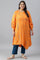 Orange Printed Asymmetrical Plus Size kurta