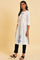 White Placement Print Dobby Plus Size kurta