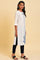 White Placement Print Dobby kurta