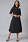 Black Cotton Embroidered Shirt Dress