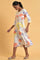 Ecru Floral Printed Summer Wrap Dress