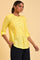 Yellow Blue Cotton Flax Top