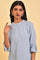 Blue Solid Cotton Casual Top