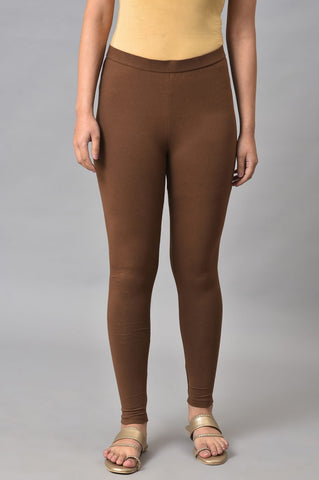 Brown Cotton Jersey Tights