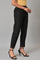 Black Slim Pants With Embroidery At Hemline