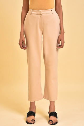 Beige Western Straight Pants