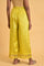 Yellow Parallel Pants With Lace And Embroidery