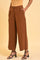 Brown Wide-Leg Pleated Trousers