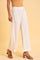 Ecru Inverted Box Pleats Flared Pants