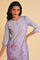 Purple Print Mix kurta & Tights Set