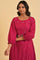 Berry Pink Embroidered kurta & Tights Set