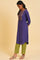 Purple Embroidered Straight kurta