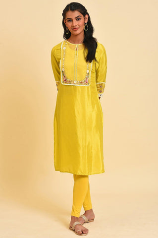 Yellow Embroidered Festive kurta Set