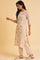 Beige Glitter Printed kurta & Pants Set