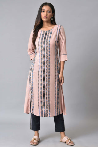 Pink Printed kurta Set