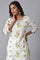 Ecru Floral Printed Straight kurta Set