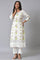 Ecru Floral Printed Straight kurta Set