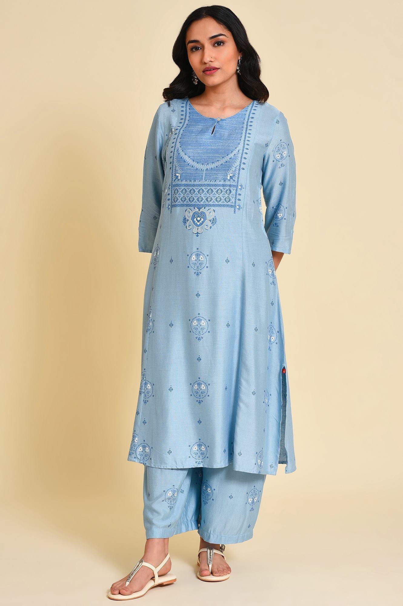 Blue Printed kurta Co-Ord Set