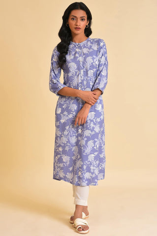 Blue Floral Printed kurta & Pants Set