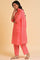 Light Red Printed kurta, Pants & Dupatta Co-Ord Set